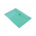 In the photo, there are 12 Q-Connect Popper Wallets and Zip Files in a vibrant green color. There is also a Q-Connect Polypropylene Document Folder in A4 size. All of the items are neatly organized and closed with the popper wallets and zip files keeping important documents secure. The green color adds a pop of color to the office environment.