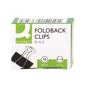 Q-Connect Foldback Clip 16mm Black (Pack of 10) KF03650 KF03650