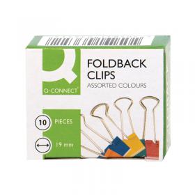 Q-Connect Foldback Clip 19mm Assorted (Pack of 10) KF03651 KF03651