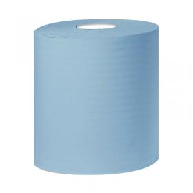 2Work Centrefeed Roll 2-Ply 150m Blue (Pack of 6) KF03805 KF03805