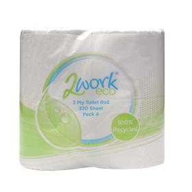 2Work Recycled 2-Ply Toilet Roll 320 Sheets (36 Pack) KF03808 KF03808