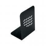 The Q-Connect Bookends are made of metal and come in a pack of 2. They have a sleek and modern design, with a smooth silver finish. Each bookend is tall and sturdy, ensuring your books stay in place and organized on your shelf.