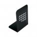 The Q-Connect Bookends are made of metal and come in a pack of 2. They have a sleek and modern design, with a smooth silver finish. Each bookend is tall and sturdy, ensuring your books stay in place and organized on your shelf.