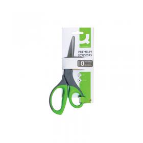 Q-Connect Premium Ergonomic Scissors 210mm Stainless Steel Blades Green/Grey Handle KF03987 KF03987