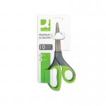 Q-Connect Premium Ergonomic Scissors 210mm Stainless Steel Blades GreenGrey Handle KF03987 KF03987