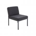 This photograph showcases a sleek and modern VOW Sofas Jemini Reception Chair in charcoal color. The chair is 520x670x800mm in size and exudes elegance and sophistication. Its clean lines and simple design make it a versatile addition to any reception area.