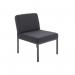 This photograph showcases a sleek and modern VOW Sofas Jemini Reception Chair in charcoal color. The chair is 520x670x800mm in size and exudes elegance and sophistication. Its clean lines and simple design make it a versatile addition to any reception area.