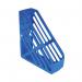 The photo features spacious Q-Connect books and magazine racks in a bright blue color. The racks are well-organized, with multiple compartments to store various publications. The sturdy construction and sleek design make it a functional and stylish addition to any office space.
