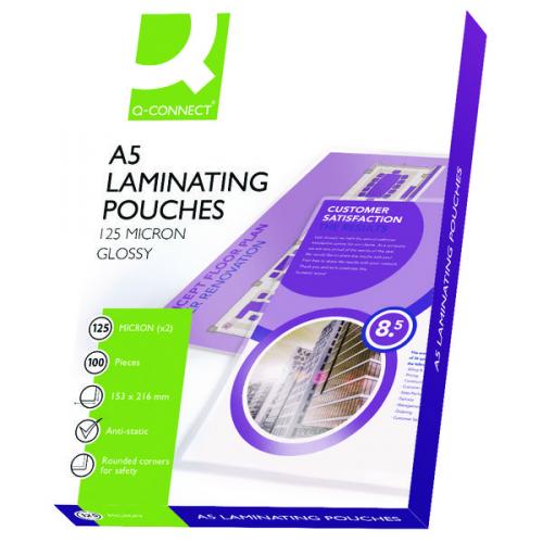 Q Connect A5 Laminating Pouch 250 Micron Pack Of 100 Kf