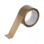 This picture shows a pack of Q-Connect Low Noise Polypropylene Packaging Tape. The tape is brown in color and measures 50mmx66m in size. The pack contains 6 rolls of tape.