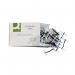 The image shows a pack of 100 Q-Connect Treasury Tags made of plastic, each measuring 25mm. These tags are commonly used for organization and keeping documents securely bound together. They are simple and efficient with a basic design of a plastic loop through a metal reinforcement.