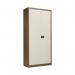 This photograph of VOW Steel Cupboards Jemini 2 Door Storage Cupboard showcases a sleek and durable metal design in a CoffeeCream finish. The cupboard stands at 950x420x1960mm and features streamlined doors for easy access to stored items.