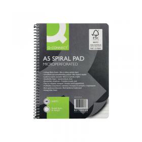 Q-Connect Ruled Margin Spiral Soft Cover Notebook 160 Pages A5 (Pack of 5) KF10039 KF10039