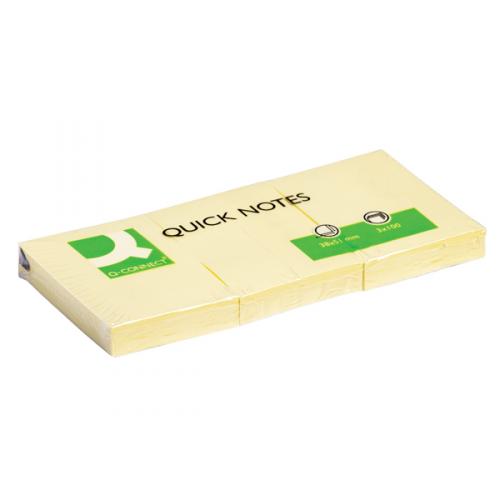 Q Connect Quick Notes 38 X 51mm Yellow Pack Of 12 Kf Kf