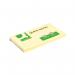 In the picture, there are 12 bright yellow Q-Connect Quick Notes measuring 76 x 127mm. Each note features the Q-Connect logo at the top and the words Re-Move Products in small print. These notes are stacked and neatly organized, with a clear plastic cover to protect them.