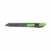 This picture features a sleek black and green Q-Connect cutter with a light duty 9mm cutting knife. Its compact size and ergonomic design make it easy to use for precision cutting. The durable construction ensures long-lasting use.
