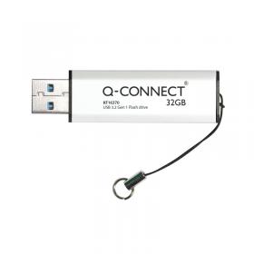 Q-Connect USB 3.0 Slider 32GB Flash Drive SilverBlack KF16370 KF16370