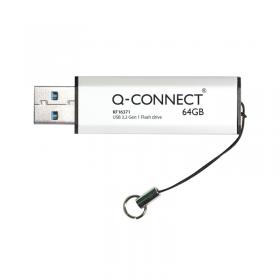 Q-Connect USB 3.0 Slider 64GB Flash Drive SilverBlack KF16371 KF16371