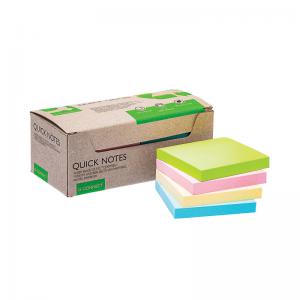 Q-Connect Recycled Notes 76x76mm Pastel Rainbow Pack of 12 KF17324