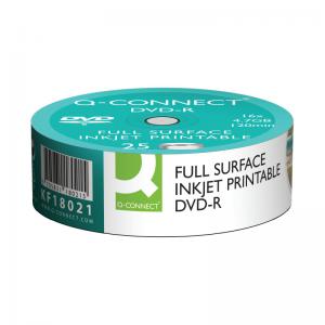 Q-Connect Inkjet Printable DVD-R Discs 16x 4.7GB Pack of 25 KF18021