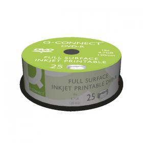 Q-Connect Inkjet Printable DVD-R Discs 16x 4.7GB (Pack of 25) KF18021 KF18021