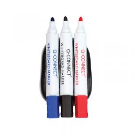 Q-Connect Magnetic Whiteboard Erase with 3 Whiteboard Markers KF18634 KF18634