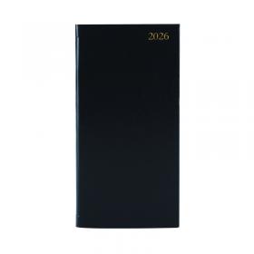 5 Star Slim Desk Diary Portrait Week To View Black 2026 KF1BK26 KF1BK26