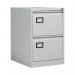 This photo showcases a pair of Jemini 2 drawer filing cabinets from VOW steel, with a lockable feature. The cabinets measure 470x622x711mm and come in a light grey color. They would be a sleek and functional addition to any office space.