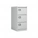 The photograph captures a sleek and sturdy VOW Steel Filing Cabinet from Jemini. It has three spacious drawers and measures 470x622x1016mm in a light grey shade. The clean lines and minimalist design add a touch of modernity to any workspace.