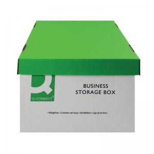 Q-Connect Business Storage Box 335x400x250mm GreenWhite Pack of 10