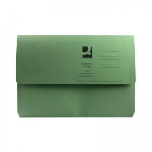 Q-Connect Document Wallet 285gsm Foolscap Green Pk 50 KF23012 KF23012