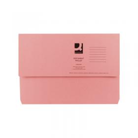 Q-Connect Document Wallet Foolscap Pink (Pack of 50) KF23015 KF23015