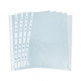 Q-Connect Punched Pockets Polypropylene 50 Micron A4 Embossed (100 Pack) KF24001 KF24001