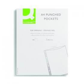 Q-Connect Punched Pockets Polypropylene 50 Micron A4 Embossed (Pack of 100) KF24001 KF24001