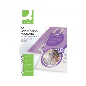 Q-Connect A4 Sticky-Backed Laminating Pouches 250 Micron (Pack of 25) KF24056 KF24056