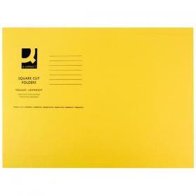 Q-Connect Square Cut Folder Lightweight 180gsm Foolscap Yellow (Pack of 100) KF26027 KF26027
