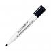 The photograph showcases a pack of 10 black Q-Connect drywipe marker pens with Q-Connect written in bold white letters. The pens have a sleek design with a thin body and a cap that matches the color of the ink. Each pen has a fine tip that allows for easy and precise writing on any whiteboard surface.