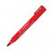 The image shows a pack of 10 Q-Connect Permanent Markers in bullet tip style, with a vibrant red color. The markers are neatly arranged and clearly labeled with the Q-Connect brand name. The packaging is sleek and professional, making it easy for storage and organization. Each marker looks durable and high-quality, perfect for any writing task.