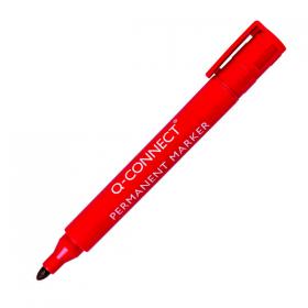 Q-Connect Permanent Marker Pen Bullet Tip Red (Pack of 10) KF26047 KF26047