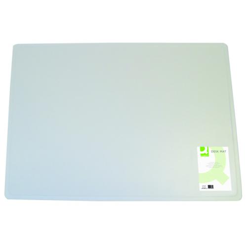 Q Connect Desk Mat Clear W530 X D400mm Anti Glare And Kf26800