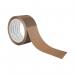 The photograph captures a set of 6 rolls of Q-Connect packing tape, made of durable polypropylene material, in a warm brown color. Each roll is 50mm wide and 66m long, providing plenty for all your packaging needs. These sturdy rolls are essential for any packaging or shipping tasks.