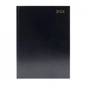 Desk Diary 2 Pages Per Day A4 Black 2024 KF2A4BK24 KF2A4BK24