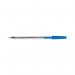 The image shows a set of Q-Connect medium blue ballpoint pens, neatly packaged in a pack of 20. The pens are designed with a sleek and simple design, featuring a smooth and comfortable grip for writing. Each pen has a retractable tip and is ideal for everyday use.