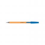 This image features a pack of 20 Q-Connect Ballpoint Pens in fine blue. The pens have a sleek design with a clickable top and a clear barrel to monitor ink levels. The fine tip creates precise and smooth lines, perfect for everyday writing tasks.