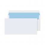 The photograph shows a pack of Q-Connect DL envelopes. The envelopes are white, made of 90gsm paper, and have a self-sealing flap. There are 1000 envelopes in the pack, with the product code 7134 KF3480.