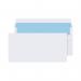 The photograph shows a pack of Q-Connect DL envelopes. The envelopes are white, made of 90gsm paper, and have a self-sealing flap. There are 1000 envelopes in the pack, with the product code 7134 KF3480.