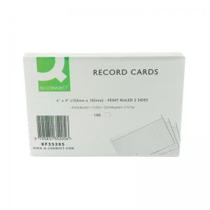 Q-Connect Record Card 152x102mm Ruled Feint White 100 Pack KF35205