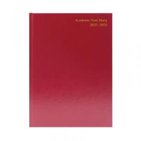 Q-Connect 5 Star Academic Diary Week To View A4 Burgundy 2025-2026 KF3A4ABG25 KF3A4ABG25