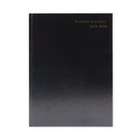 Q-Connect 5 Star Academic Diary Week To View A4 Black 2025-2026 KF3A4ABK25 KF3A4ABK25