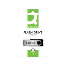 Q-Connect USB 2.0 Swivel 4GB Flash Drive SilverBlack KF41511 KF41511